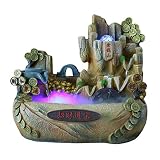 Hecho a Mano Moneda de la suerte decoración fuente de escritorio de la montaña de piedra artificial Aspecto de la sala dormitorio Oficina de escritorio Cascada Fuente y misteriosa niebla del agua de l