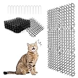 Alfombrilla para gatos con pinchos, alfombrilla repelente de gatos, tapón plano para excavación de tiras de pinchos, alfombrillas para disuasión de mascotas para jardín, valla, 12 unidades