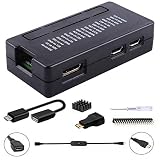 GeeekPi Raspberry Pi Zero/Zero W Cajas, 7 en 1 kit básico con Raspberry Pi Zero cajas acrílico,20Pin GPIO Header,, cable OTG, cable interruptor, adaptador HDMI, disipador y destornillador (negro)