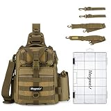 Mochila de Pesca con 1x 3600 Caja de Pesca, Bolsa de Pesca Resistente al Agua con Correa de Hombro Extraíble, Mochila de Hombro al Aire Libre con Soporte de Caña para Equipo de Pesca
