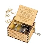 Caja de Música de Manivela de Madera Caja Musical Tallada a Mano del Tema Retro Mejor Regalo para Niños, Mamá a Hija