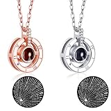 2 Piezas Collares de Memoria de Amor Collares de Clavícula Collar de Colgantes de Proyección en 100 Idiomas I Love You con una Exquisita Caja de Regalo para Mujeres Niñas (Estilo Círculo)