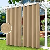 Cortinas de Exterior, Cortinas Opacas, Resistentes al Agua, Cortina Exterior con Ojales, para Porche, Pérgola, Patio, Puerta Corrediza/Cenador (2 PCS / 132 X 238cm, Amarillo Beige)