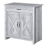 HOMCOM Aparador de Cocina con 1 Cajón 2 Puertas y Estante Interior Ajustable Mueble Auxiliar Decorativo para Comedor Salón 80x39,7x80 cm Gris