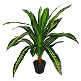 Hoja de 90 cm Dracaena árbol de Plantas de dragón Artificial Verde Grande, Maceta – plástico abigarrado (LEAF-7074)