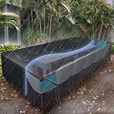 Essort Funda Muebles Jardin Impermeable, Funda Sofa Jardin Exterior,Funda Protectora Mesa Jardin,Funda Protectora Muebles Copertura Tamaño Grande 315x160x74cm ,Negro