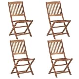 vidaXL 4X Madera Maciza de Acacia Sillas de Jardín Plegables Sillón Exterior Terraza Balcón Patio Asiento Butaca Muebles Mobiliario