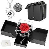 Ozrpn Juego de Rosas Eternas,Rosas de Amor,Caja de Regalo de Collar de Te Amo,Regalo de Cumpleaños Perfecto,Regalo Romántico para el Día de San Valentín,Cumpleaños,Día de la Madre,Aniversario,Navidad