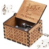 CDIYTOOL Caja de música de madera clásica clásica grabada a mano, con manivela tallada tallada para el día de los niños, niños, niñas, amigos