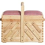 Prym Caja de costura de madera, marrón, beige, M