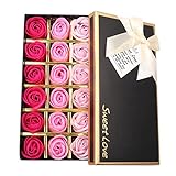 Flor Jabón Rosa en Caja de Regalo,1 caja de 18 flores de jabón de rosas,Rose Jabón Flor en Caja de Regalo,Adecuado para caja de regalo de cumpleaños / aniversario / boda / día de San Valentín