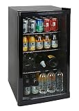 METRO Professional Mini Frigorífico GPC 1088, nevera pequeña con puerta de cristal, 88 L, negro, 1.052 kWh/24h, con estante ajustable para gastronomía, restaurant, tiendas