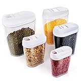 ZWOOS Plástico de Alimentos Secos Cereale Caja de Almacenamiento de La Cocina Dispensador de Contenedores con Tapa Hermética, Set de 5