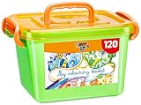 BIC Kids Colouring Set, Lápices de Colores y Rotuladores para Niños en Colores Variados y Vibrantes, Caja de 120 Unidades, Incluye Caja de Almacenamiento