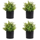 UNISHOP Set de 4 Macetas con Flores Artificiales, Pequeñas Margaritas Decorativas para Interior (Negro)