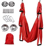MelkTemn Columpio de Yoga Aéreo Hamaca de Yoga/Yoga Aéreo/Yoga Trapecio,Tafetán de Nailon Antigravedad Swing Sling Inversión para Colgarse y Aliviar el Dolor de Espalda, para Gimnasio, hogar (A Rojo)