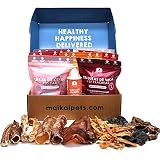 MAIKAI Chuches para Perros 100% Naturales + Aceite de Salmon Perros (250ml) - 7 Pack de Snacks y Premios Saludables. Caja Regalo cumpleaños Perro - Barf