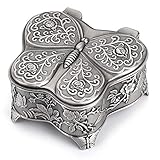 Sumnacon Caja de almacenamiento de metal con forma de mariposa, caja de almacenamiento de joyas antiguas, pequeña caja de almacenamiento para anillos, collares, pendientes y organizador de exhibición