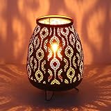 SISVIV Candelabro Vela Portavelas Decoración Oriental Marroquí Retro Interior Lámpara de Vela de Metal para Sala de Estar, jardín, Negro (1 Grande)