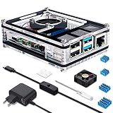 Miuzei Caja para Raspberry Pi 4B Case con Ventilador,4 x Disipadores, 5V 3A USB-C Cargador con Interruptor de On/Off Carcasa para Raspberry Pi 4 Modelo B 8GB/4GB/2GB