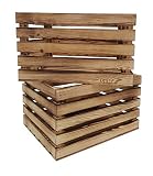 Odolplusz Caja de madera para vino o fruta, 50 x 40 x 30 cm, flameado, 1 unidad