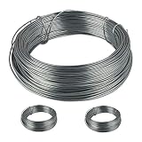 Relaxdays Set de Rollos de Alambre para jardín, Inoxidable, Acero galvanizado, Fino, Manualidades, 50 m, 1 mm, Plateado