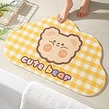 GRGFG Alfombrillas De Baño,Alfombrillas De Baño Antideslizantes Alfombra De Baño En Forma De Nube con Celosía Amarilla Y Peluda Suave Alfombras De Entrada Alfombrillas para El Suelo Bañera Lavadero B