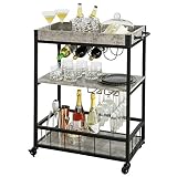 SoBuy Carrito de Cocina, Carrito de Servir, Carrito con Bandeja, Gris, FKW56-HG,ES