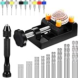 Juego de 37 Piezas Taladro de Mano, Incluye Tornillo de Banco Taladro de Mano con Mini Taladros, Taladros Helicoidales y Tornillo de Banco para Artesanía Talla Bricolaje (0,3-1,2 mm Taladro de PCB)
