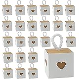30 Piezas Caja Papel Kraft, Cajitas de Carton para Chuches, Cajas de Favor Boda, Mini Pequeña Corazón Bricolaje Caja Kraft Regalo para Joyería, Festival Navidad, Cumpleaños, Baby Shower, Marrón