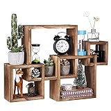 Viesap Estante De Pared, 4PCS Pared Rústica Nivel Montado Cuadrado Imitó Estantes Flotantes, Rustico Estante De Pared, Estante De Pared Flotante De Cubo para Almacenamiento Ornamental, Diseño Retro。