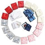 Kurtzy Cajas Bonitas para Regalo Anillos Joyas (Pack de 24) 4,1 x 4,1cm Cajas de Regalo Colores Variados Presentación Joyas con Lazo, Inserto de Terciopelo–Pendientes, Anillos para Aniversarios, Bodas