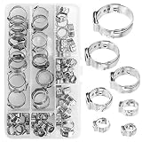 NACTECH 85pcs Abrazadera de Manguera Abrazaderas Metalicas para Tubos 6-21mm Surtido Clip Abrazadera Manguera de Acero Inoxidable para Fijación Tubería Agua Aire