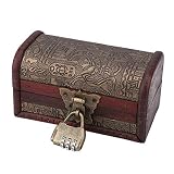 Hztyyier Caja del Tesoro de Madera Joyería Europea Vintage Caja de Madera Decoración Antigua con candado Antigua Caja de Dulces Contenedor de Almacenamiento de Joyas Decoración del hogar(#1)