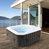 ECD Germany Jacuzzi Hinchable In-exterior para 4 personas 100 chorros de Masaje 150x150cm 600L con Accesorios Extra Bañera de Hidromasaje SPA de Burbujas Calefacción Ideal para Jardín Terraza Exterior