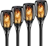 JUWUGU Luces Solares para Exteriores, Antorcha Solar Con llamas Parpadeantes, Luces de llama a Prueba de Agua, Decoración de Paisaje para Jardín, Camino, Patio, Encendido/Apagado Automático（4Pack）