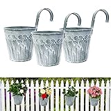 AKOFIC 6 Piezas Maceta Colgante de Metal Vintage, Maceta Colgante de Hierro con Gancho, Cubo de Plantas Flores Retro para Barandilla Valla Balcón Jardín Cerca Pared Interior Exterior Decoración