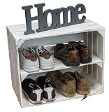 Cajas de madera de estilo shabby blanco, zapatero para manualidades, estanterías para niños y adultos, estantería estable en cajas de frutas, cajas de vino, color blanco