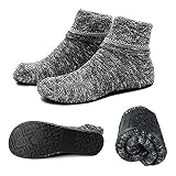 AIYUE Calcetines antideslizantes de algodón para mujer, con suela impermeable y goma en la parte inferior de goma, regalo cálido