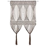 vidaXL Cortina de Macramé Persiana Translúcida Puerta Ventana Pared Colgante Separador de Ambientes Hogar Decoración Algodón Gris Taupé 140x240 cm