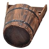 Happyyami Macetas de Barril de Madera Que Cuelgan Maceta Rústica Cubeta Macetas Cajas Contenedor Agua Deseo Pozo Cubo Pared de Estilo Vintage Suculenta Olla para Patio Jardín Valla de Patio