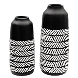 TERESA'S COLLECTIONS Floreros Jarrón de Cerámica, Jarrones Decorativo Moderno Hecho a Mano para Cocina, Mesa, hogar, Oficina, Boda (H19/25cm, Blanco Negro)