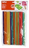 APLI - Bolsa palo redondo madera color 150 x 5 mm, 25 uds