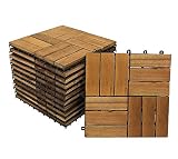 SAM Baldosas de Madera en Acacia para terraza o balcón Versión 2, Set de 11 Piezas de Aprox. 1m², baldosas de 12 tablones de Madera, Suelo con Estructura de Drenaje