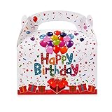 FLOFIA 30PCS Cajas Cumpleaños de Regalo Bolsas Regalo Infantil Niños de Cartón con Estampado de Happy Birthday para Envoltura Regalos Cumpleaños Caramelo Chocolate Galleta Chuches (12,5*7,5*13,5cm)