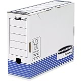 Fellowes Bankers Box - Caja de archivo definitivo automático, A4, 100 mm, 10 unidades, color blanco y azul