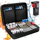 Keenstone Caja Para Pilas, Organizador de Pilas Dura Con Capacidad Para 139 Pilas AA AAA C D 9V - Caja de Batería Con Comprobador Digital de Pilas BT-168 (Batería No Incluida)