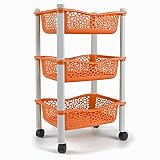Carrito cocina con ruedas auxiliar carrito frutas y verduras organizador frutero carro verdulero modernos Plastico de uso Rudo - Naranja