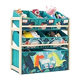 Estantería Infantil| Estantería para Niños con 3 Estantes para Libros y 6 Cajones Desmontables de Tela Estante Múltiple para niños para Libros Juguetes