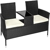 TecTake 800168 Set de Sofá 2X Asientos & Mesa, Conjunto de Muebles de Jardín, Exterior Terraza Patio (Negro | No. 401547)